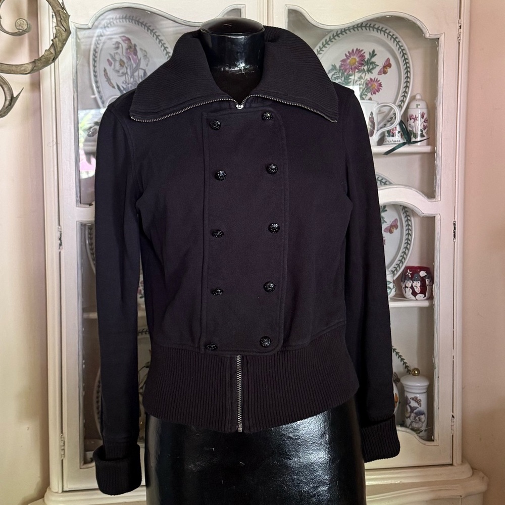 Banana Republic Black Anne Jacket Double Breasted Zipped Size Medium